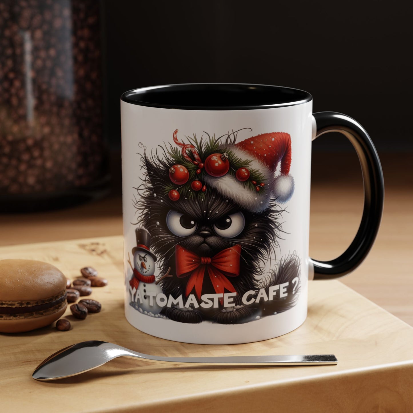 Angry Christmas cat Coffee Mug (11oz) - Ya tomaste cafe? White