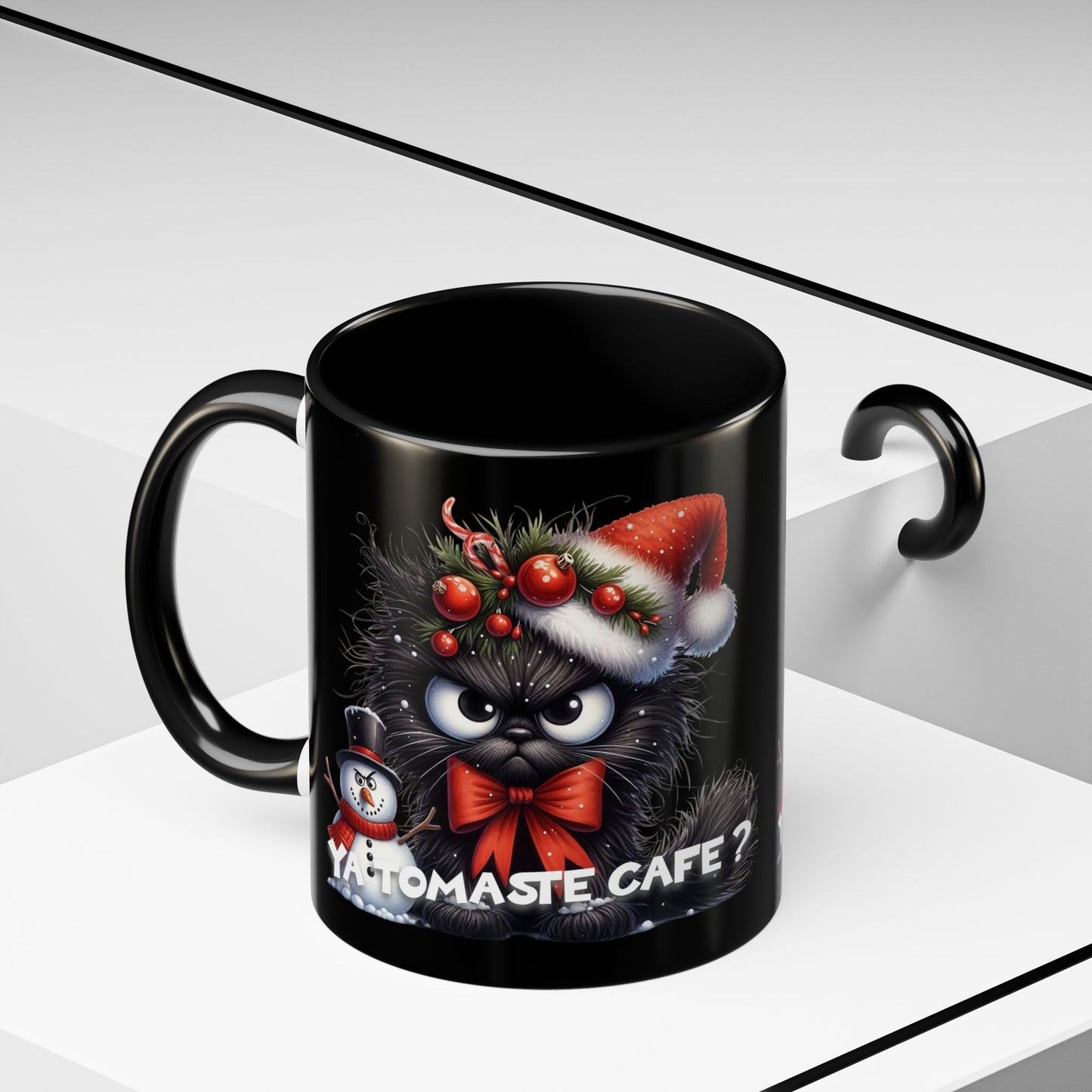 Angry Christmas cat Coffee Mug (11oz) - Ya tomaste cafe?