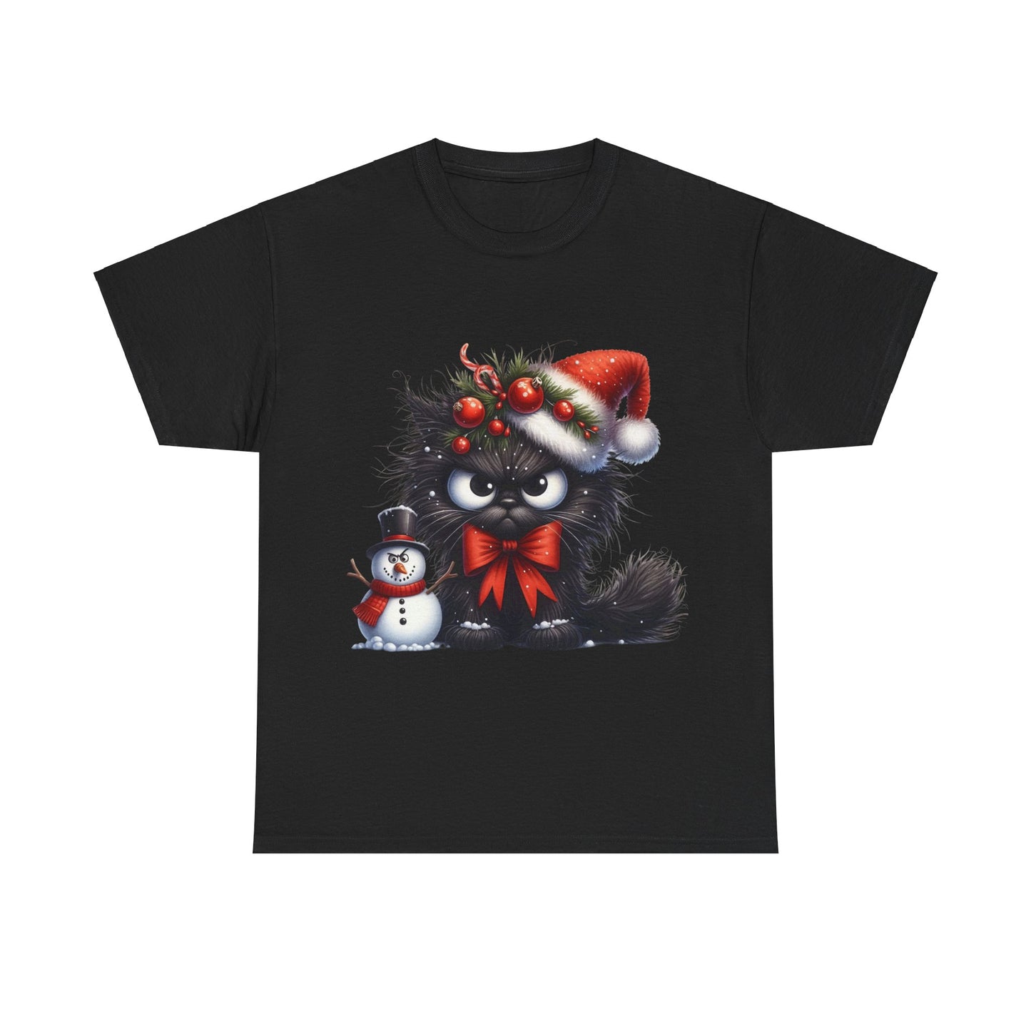 Angry Christmas cat - Unisex Heavy Cotton Tee