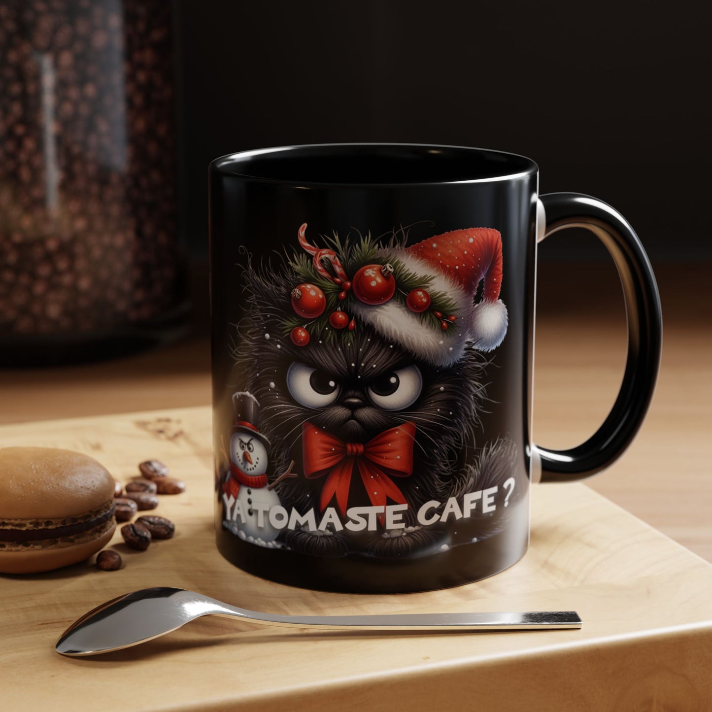 Angry Christmas cat Coffee Mug (11oz) - Ya tomaste cafe?