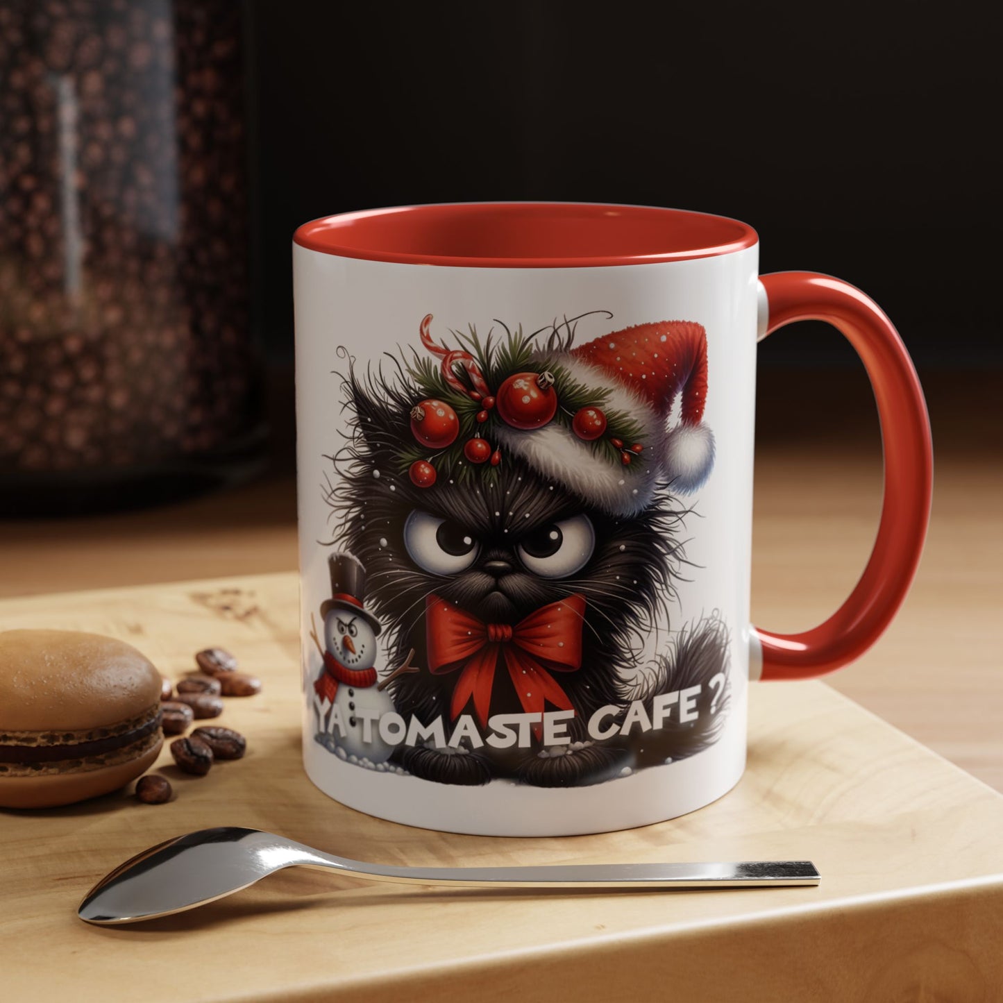 Angry Christmas cat Coffee Mug (11oz) - Ya tomaste cafe? White