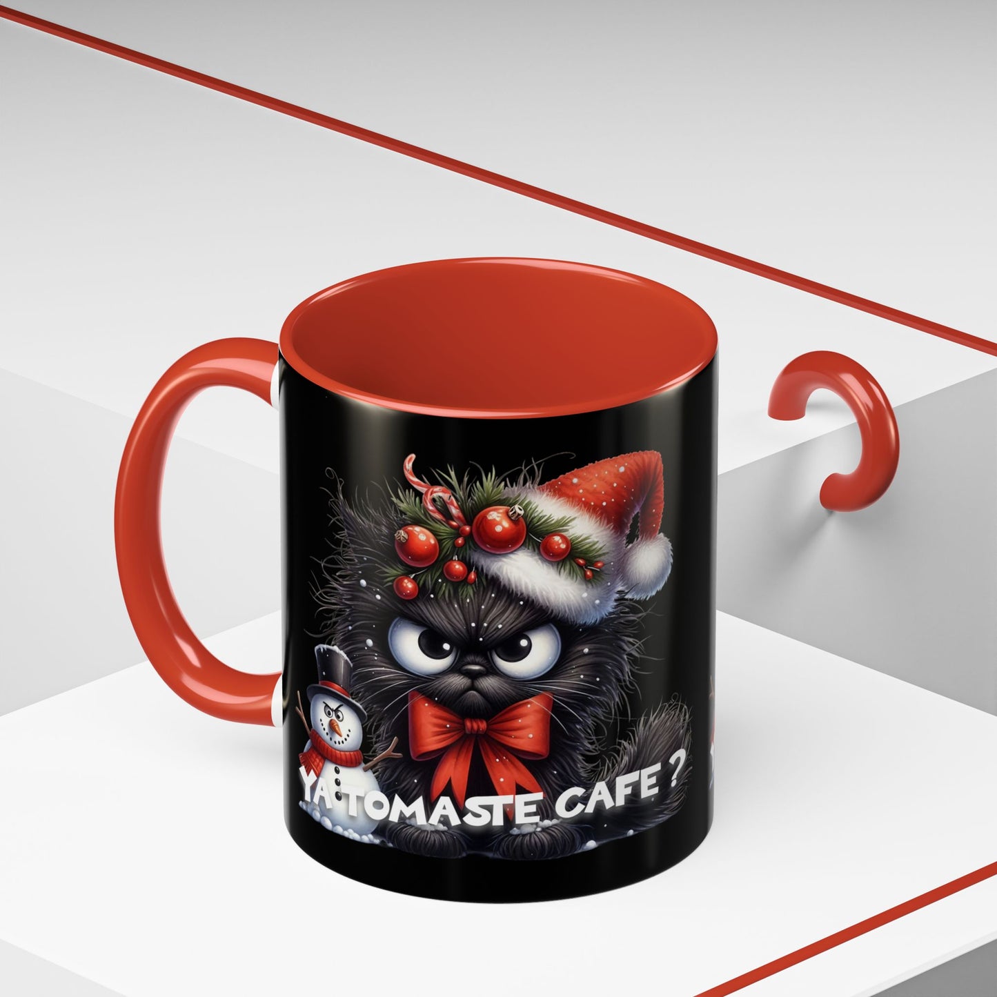 Angry Christmas cat Coffee Mug (11oz) - Ya tomaste cafe?