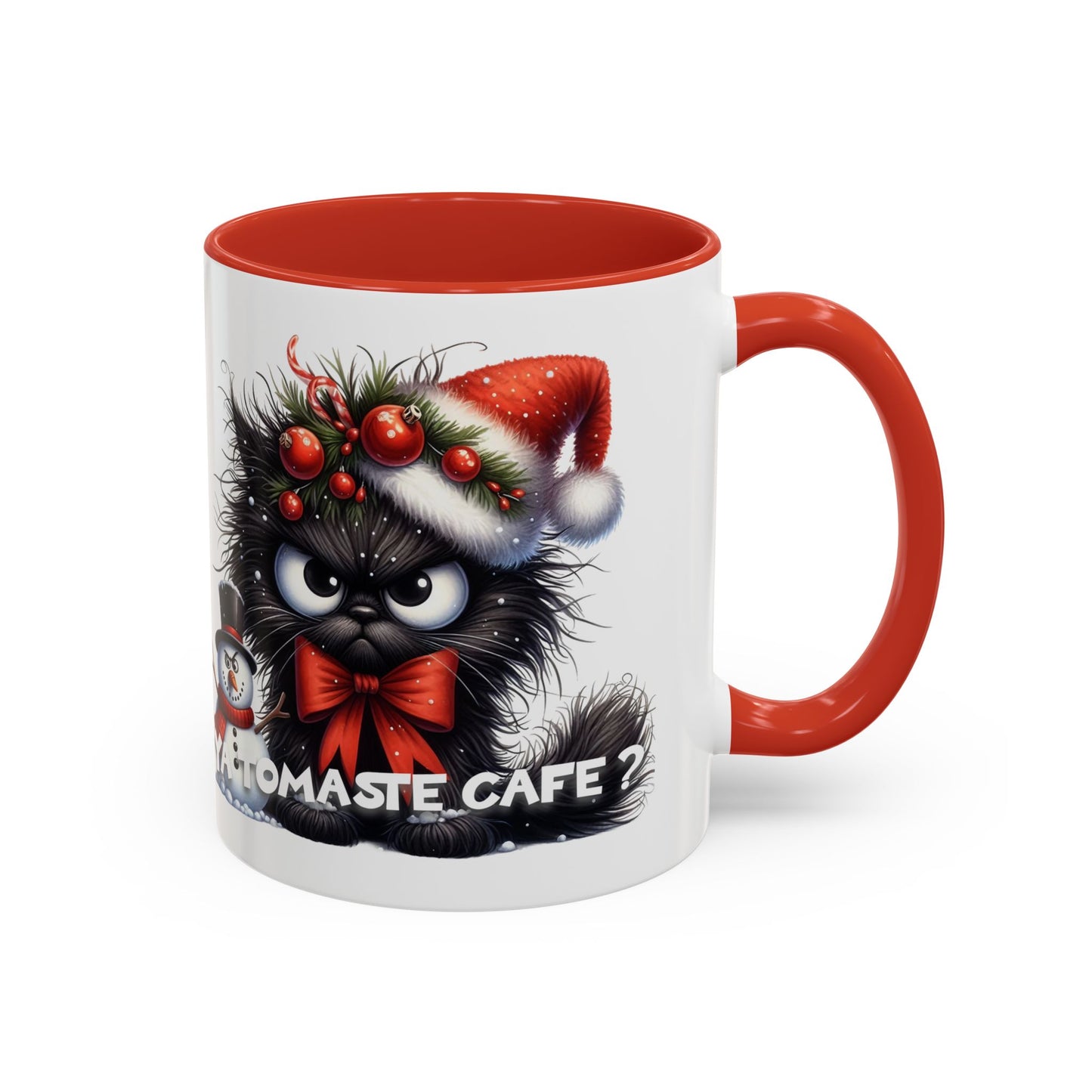 Angry Christmas cat Coffee Mug (11oz) - Ya tomaste cafe? White