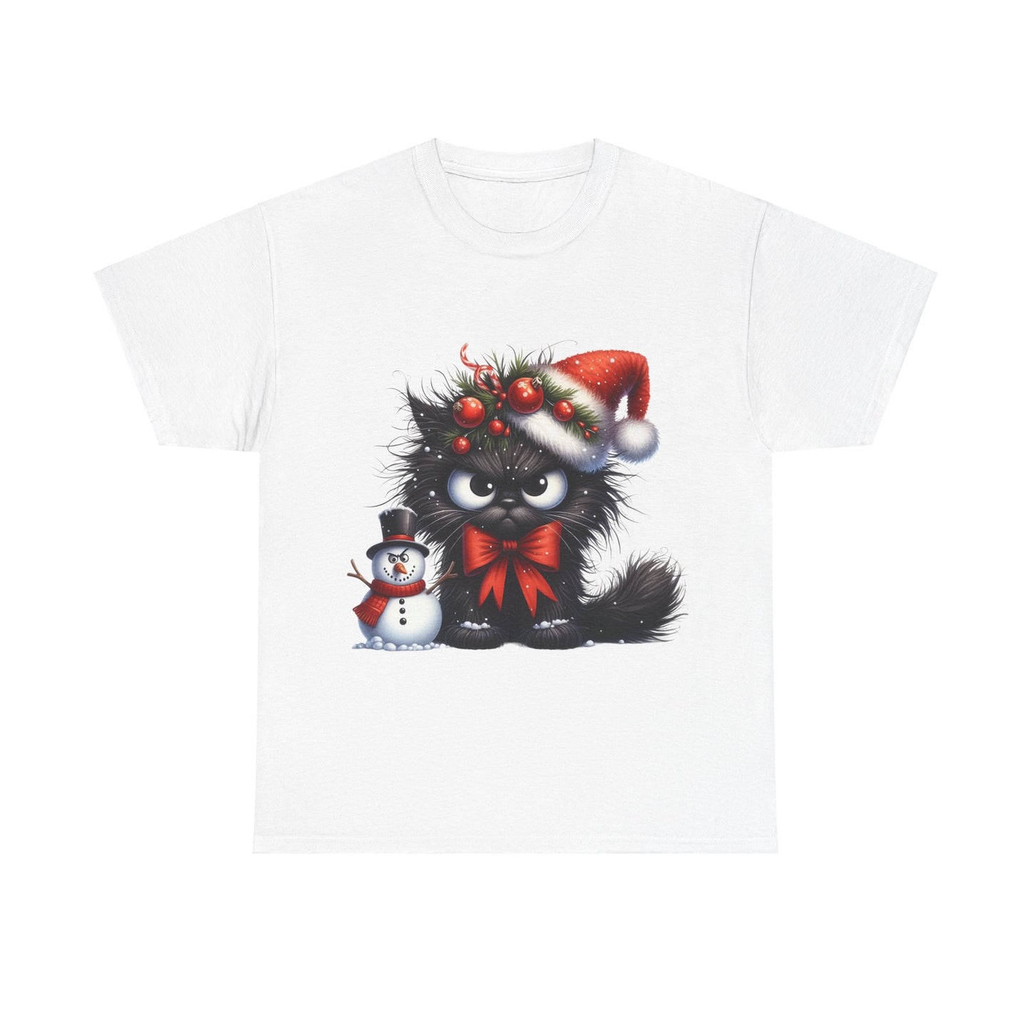 Angry Christmas cat - Unisex Heavy Cotton Tee