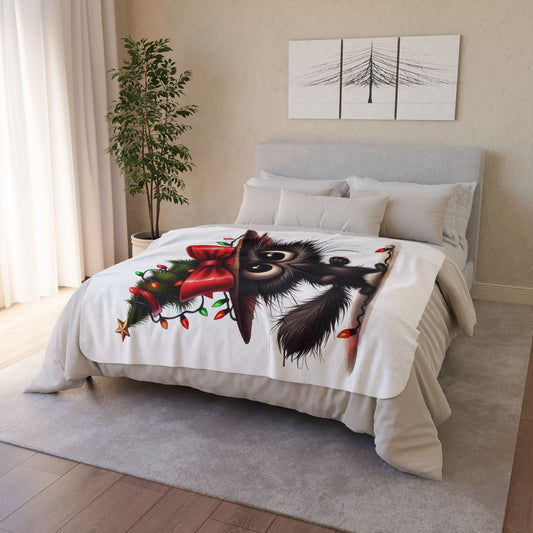 Angry Christmas cat  - Fleece Sherpa Blanket