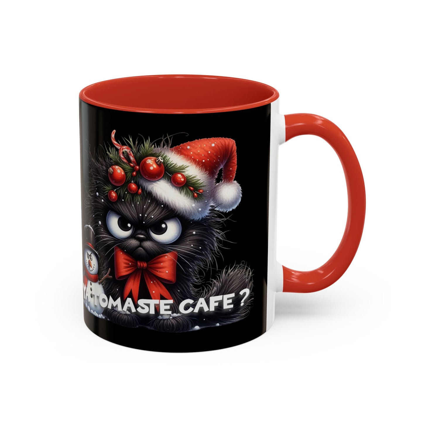 Angry Christmas cat Coffee Mug (11oz) - Ya tomaste cafe?