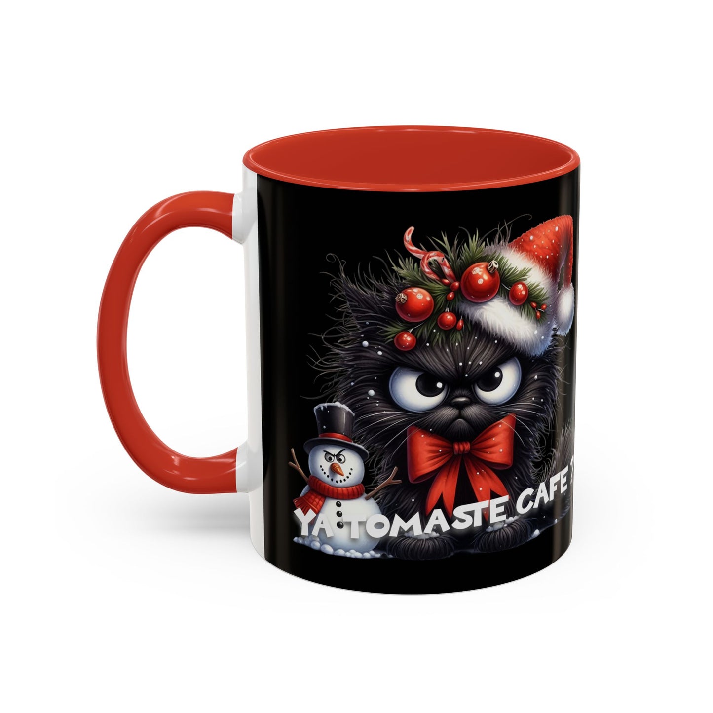 Angry Christmas cat Coffee Mug (11oz) - Ya tomaste cafe?