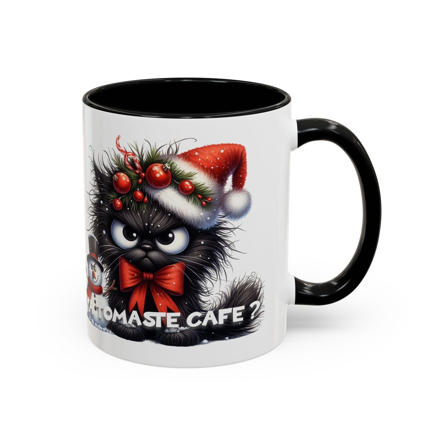 Angry Christmas cat Coffee Mug (11oz) - Ya tomaste cafe? White