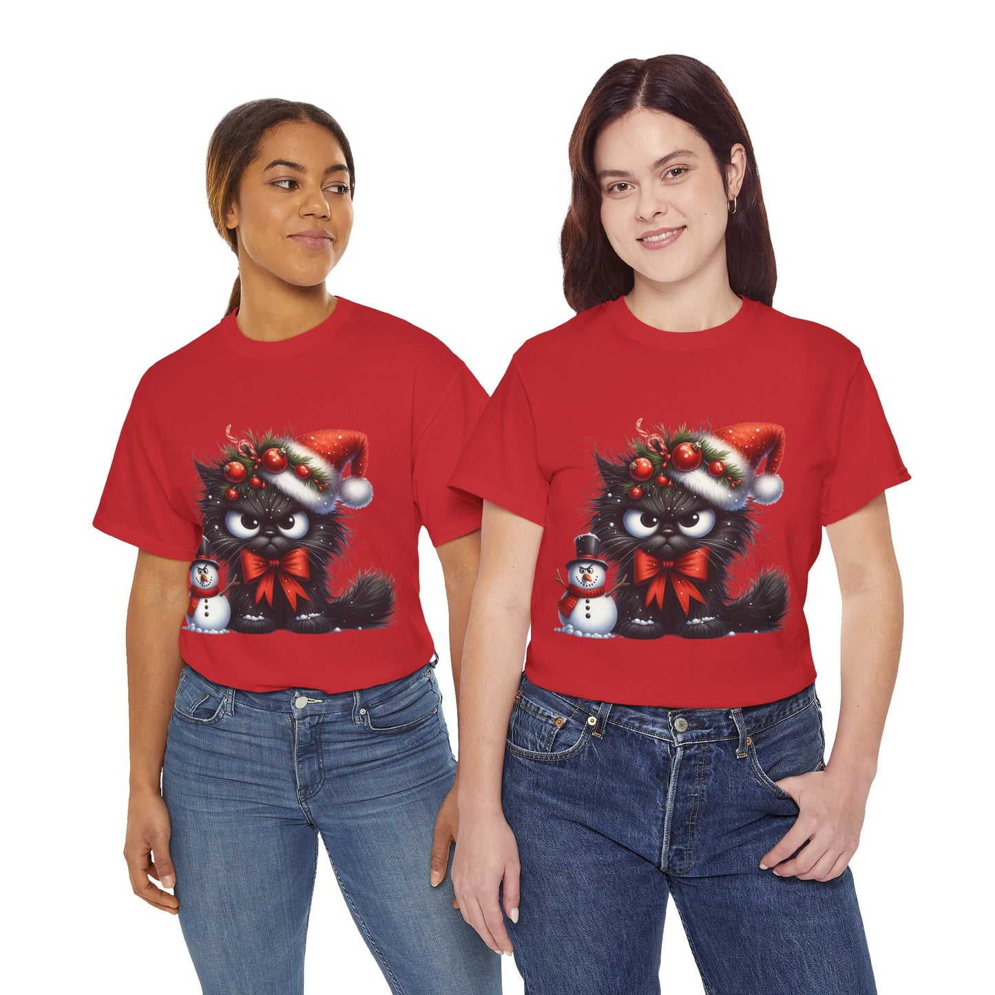 Angry Christmas cat - Unisex Heavy Cotton Tee