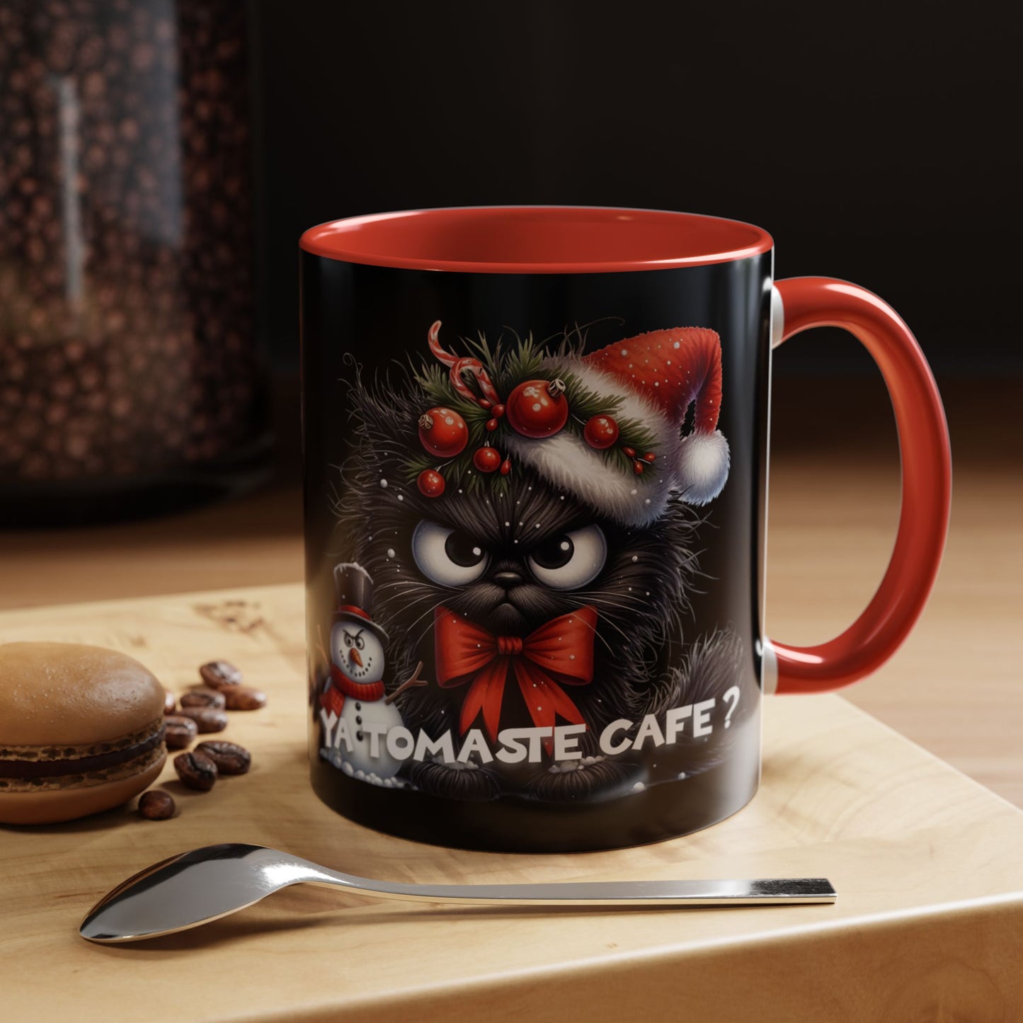 Angry Christmas cat Coffee Mug (11oz) - Ya tomaste cafe?