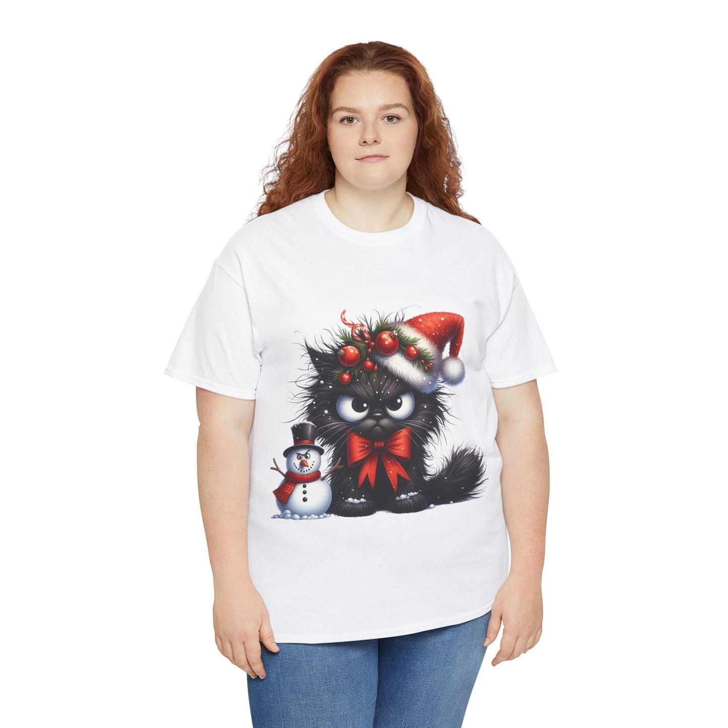 Angry Christmas cat - Unisex Heavy Cotton Tee