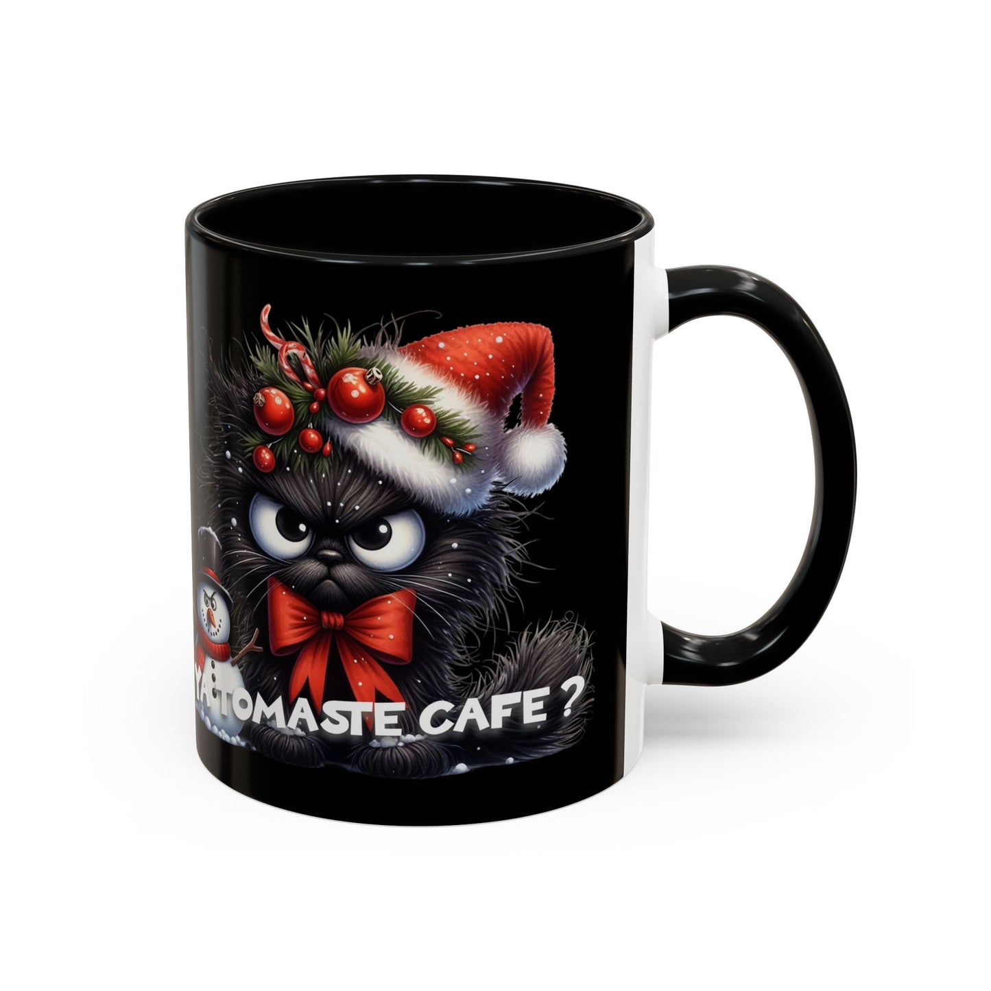 Angry Christmas cat Coffee Mug (11oz) - Ya tomaste cafe?