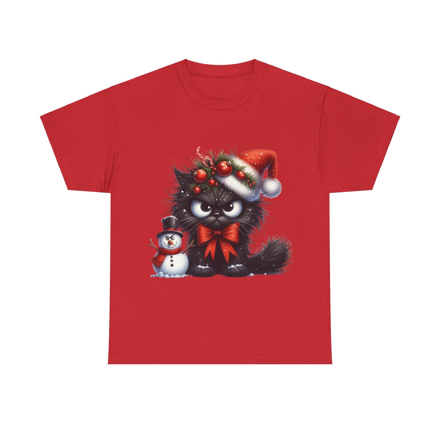 Angry Christmas cat - Unisex Heavy Cotton Tee