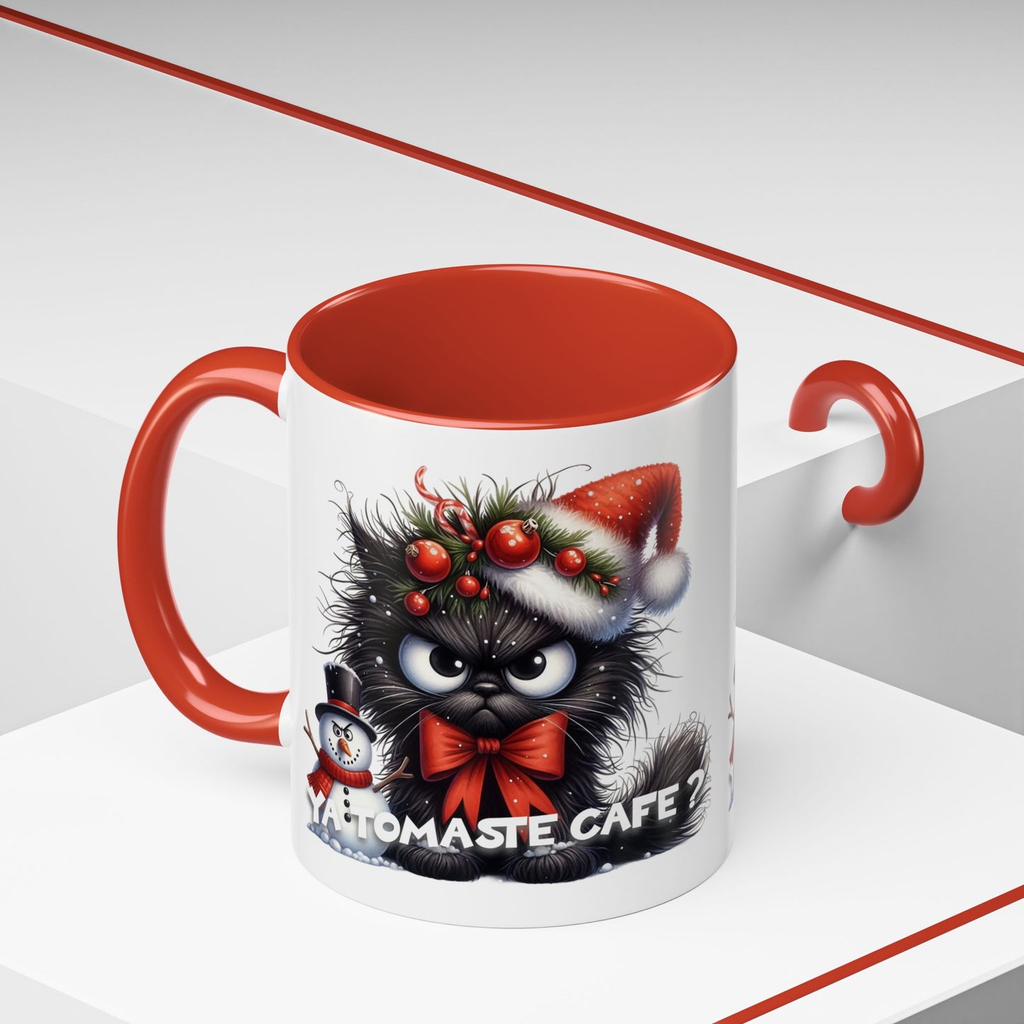 Angry Christmas cat Coffee Mug (11oz) - Ya tomaste cafe? White